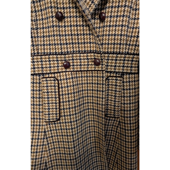 J Crew Houndstooth Wool Coat Double Breasted Velvet Collar Size 8 EUC - Picture 6 of 8
